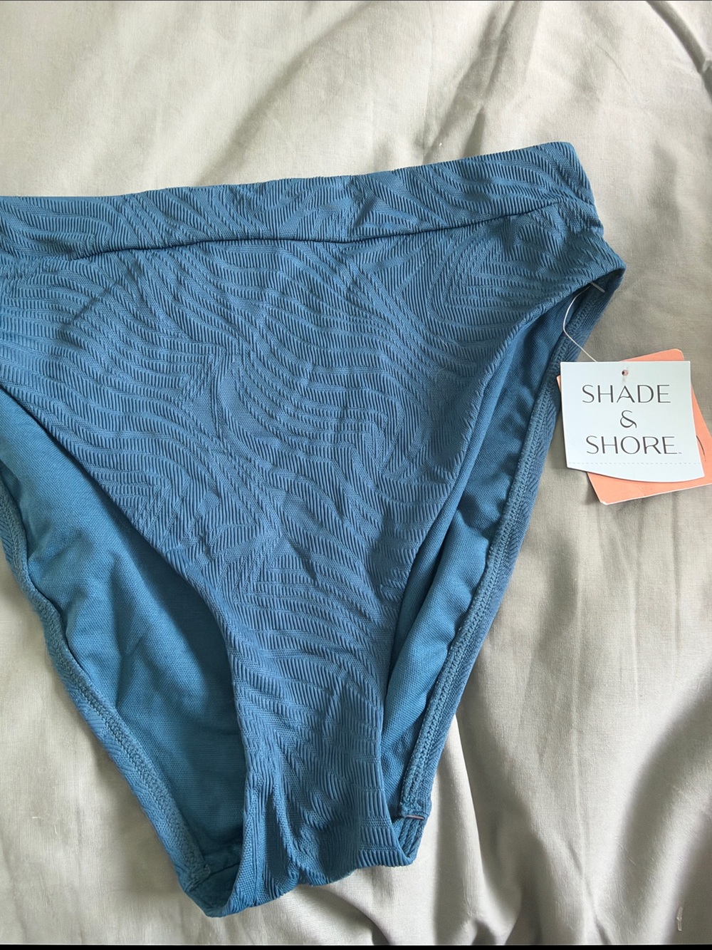 Shade & Shore Teal-Blue High-Rise Bikini Bottom